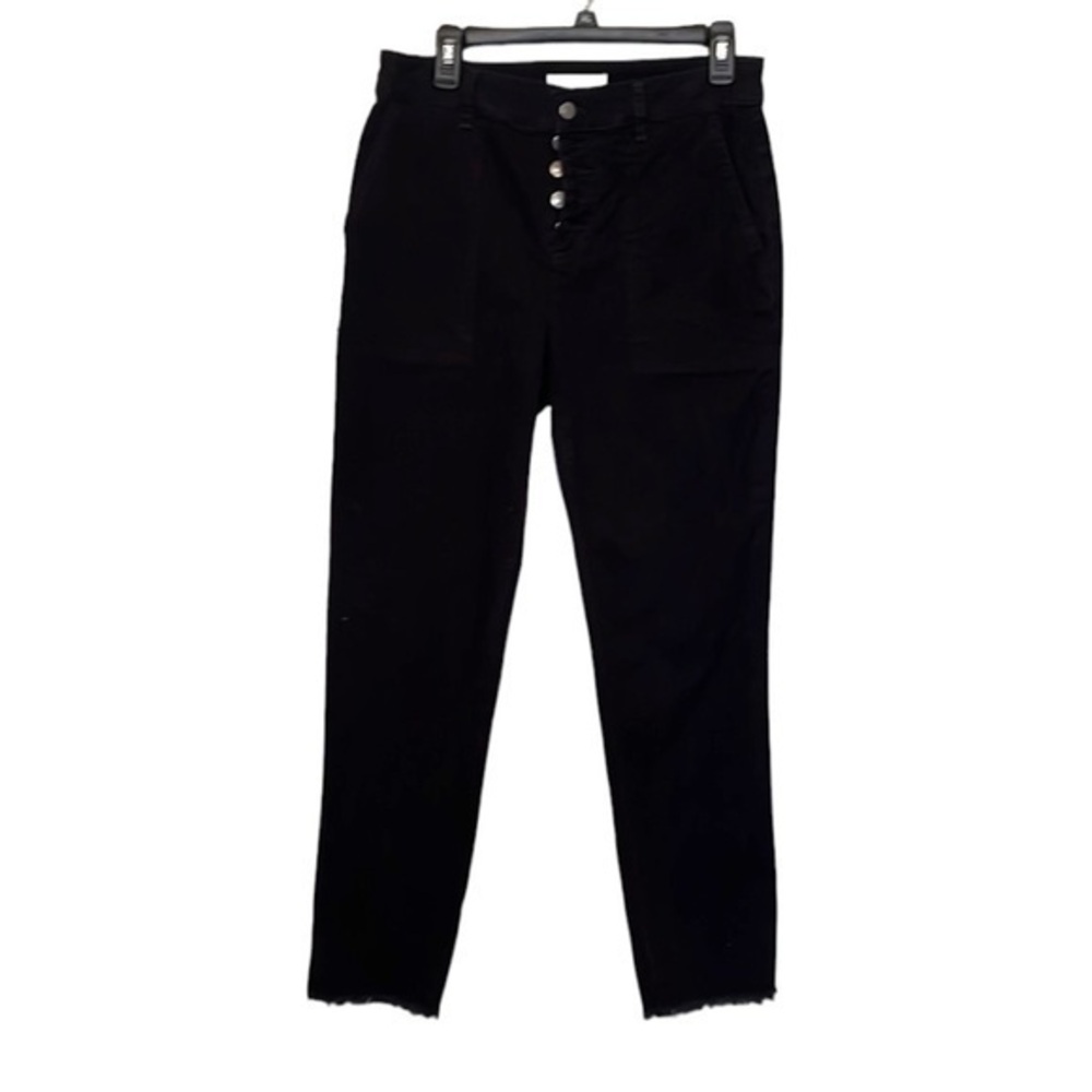 LOFT highwaist 5 button up jeans with distressed hem women’s size 6T black